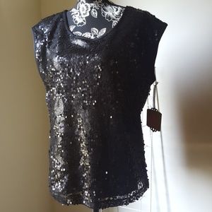 Downeast 💙Black Sequin Large Top